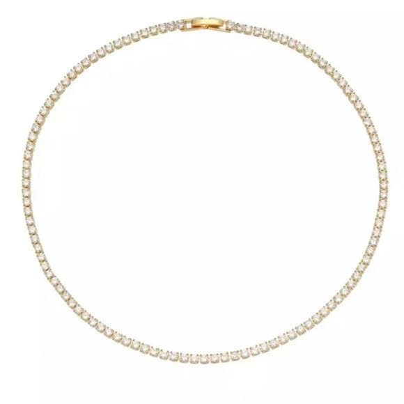 NEW 14K GOLD DIAMOND CHOKER TENNIS CHAIN NECKLACE, NICE NECKLACE, CUTE NECKLACE - Picture 6 of 7